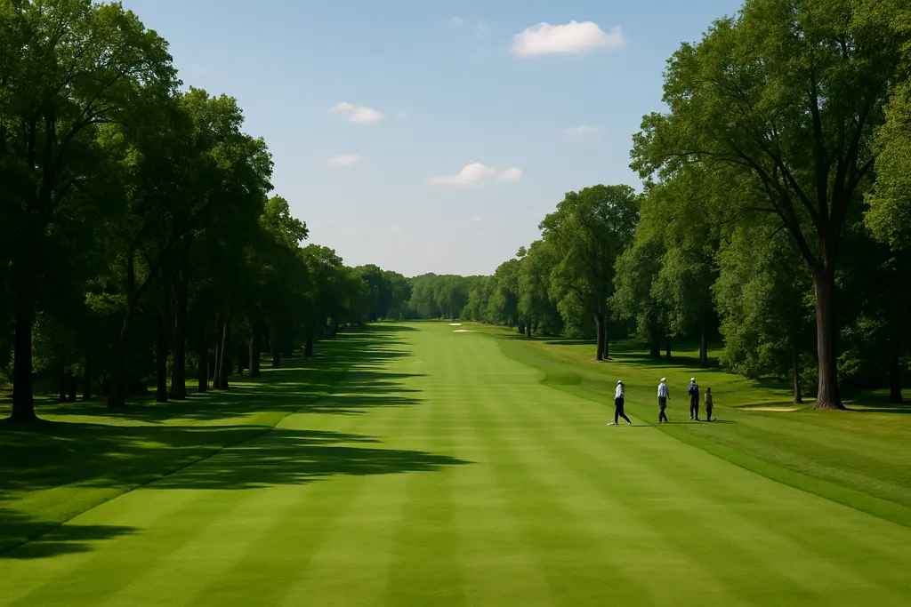 Medinah No. 3 fairway view with bunkers and water shaping a match-play tee shot