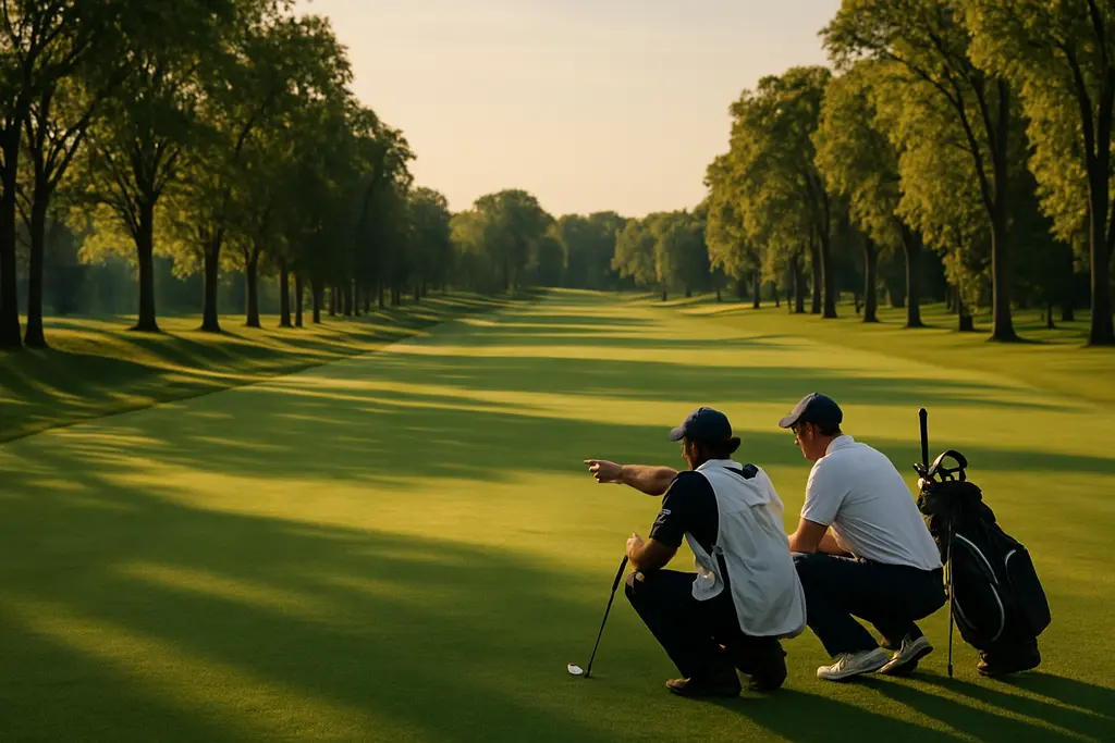 Medinah No. 3 fairway with bunkers and water shaping Presidents Cup strategy